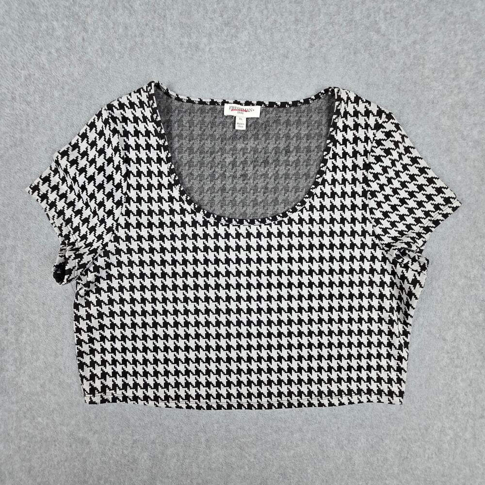 Freshman 1996 XL Black White Houndstooth Crop Top